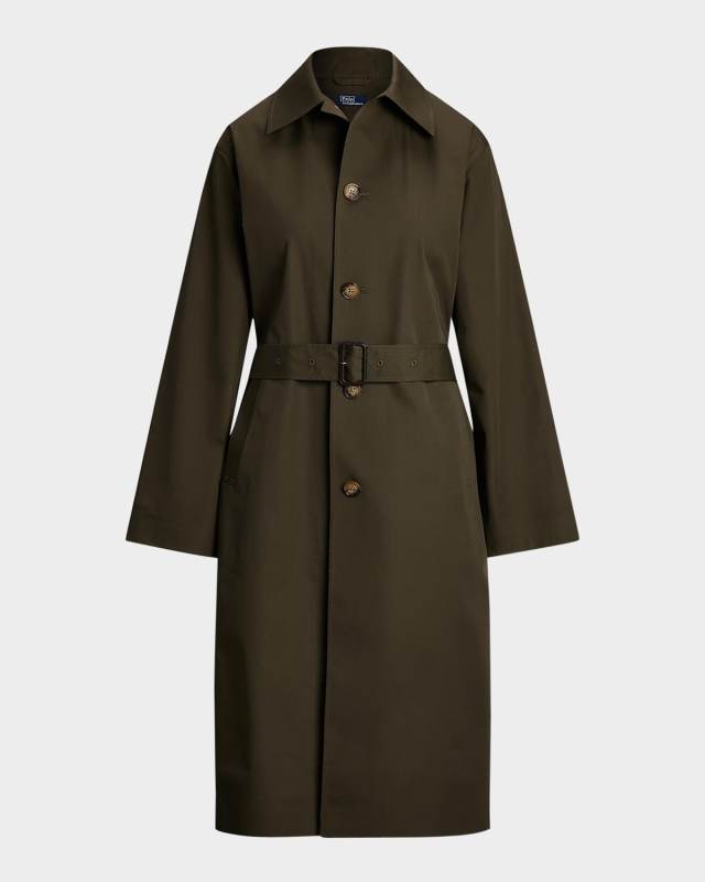 Water-Resistant Twill Long Car Coat